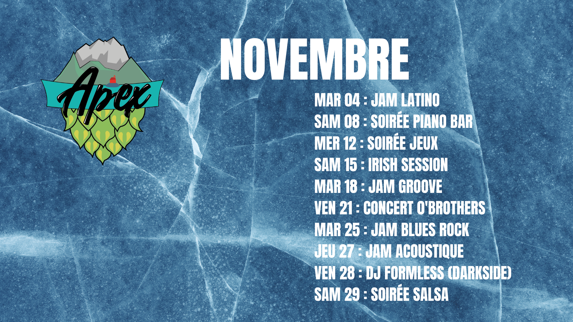 programme Apex Novembre 2025
